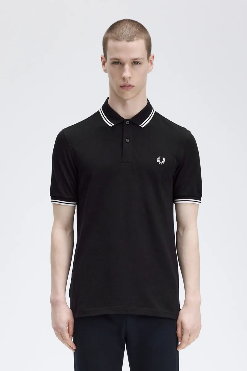 Fred Perry M3600-350 Polo T-shirt Black / White / White-1