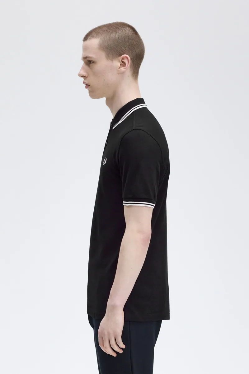 Fred Perry M3600-350 Polo T-shirt Black / White / White-2