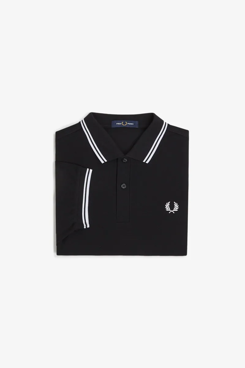 Fred Perry M3600-350 Polo T-shirt Black / White / White-5