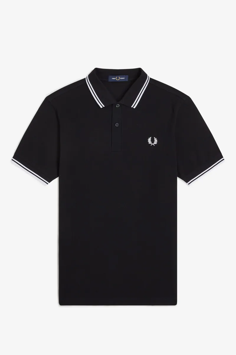 Fred Perry M3600-350 Polo T-shirt Black / White / White-7