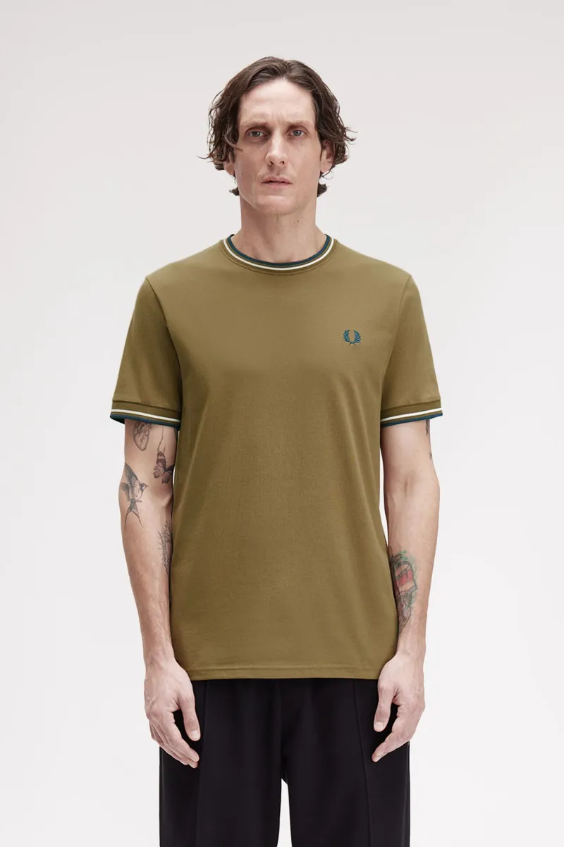 Fred Perry Twin Tipped T-shirt Shadedstone / Ecru / Petrol-3
