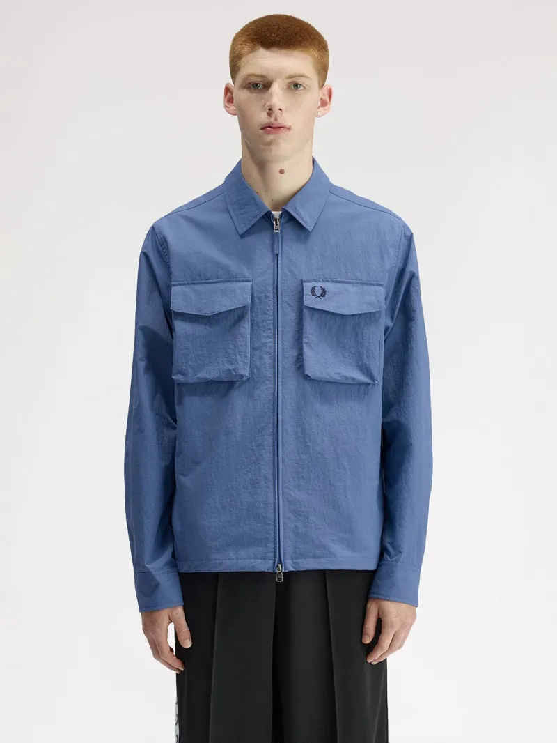 Fred Perry Ripstop Pocket Overshirt Ace Blue-3
