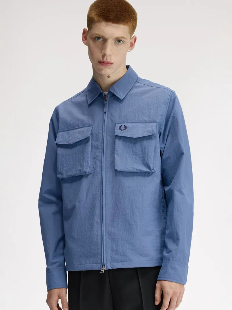 Fred Perry Ripstop Pocket Overshirt Ace Blue-1