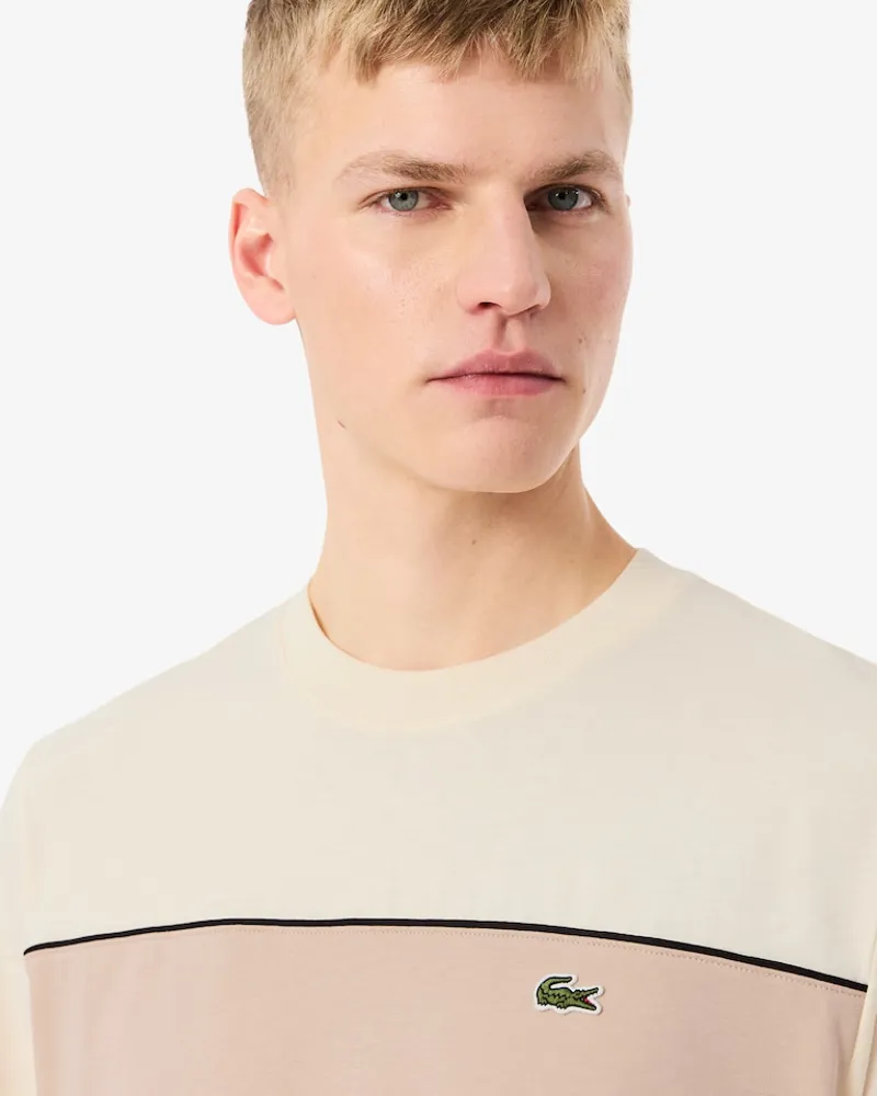 Lacoste Colour Block Cotton T-shirt Beige-4
