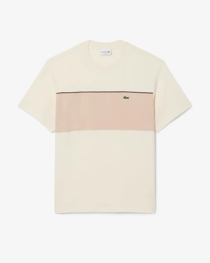 Lacoste Colour Block Cotton T-shirt Beige-7