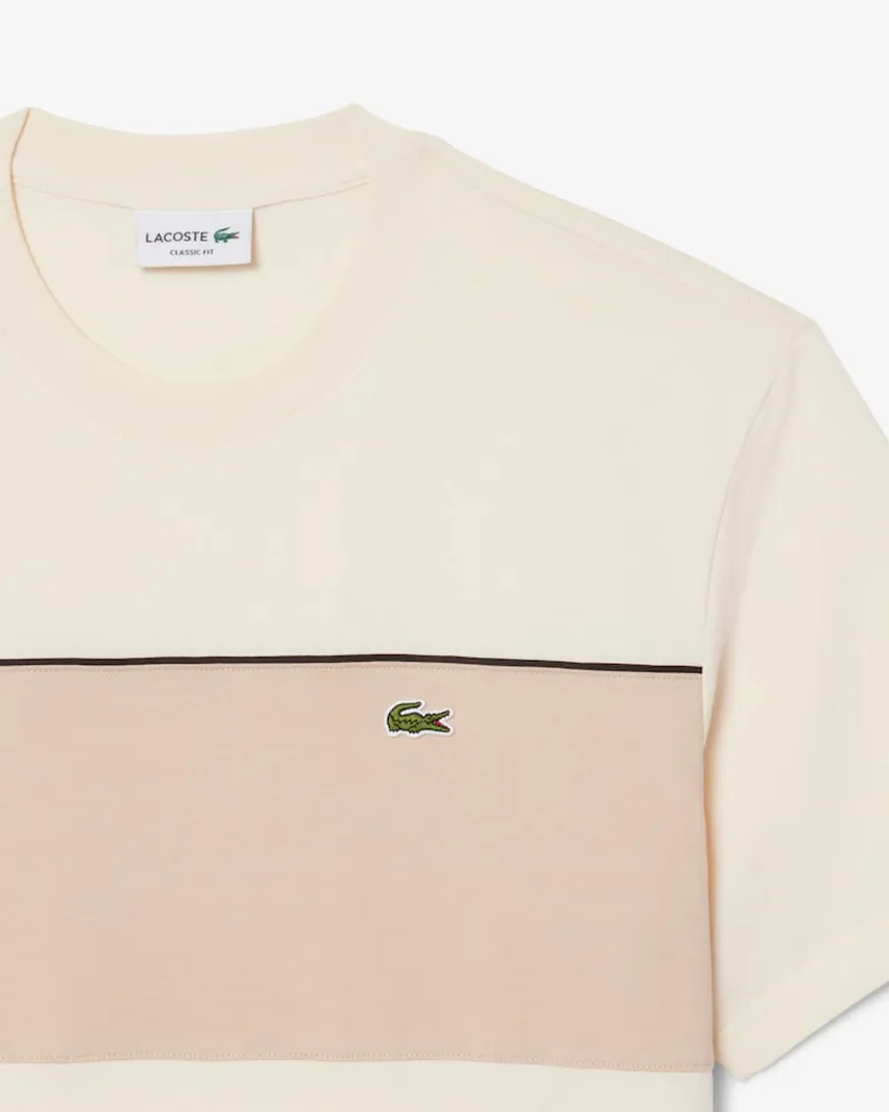 Lacoste Colour Block Cotton T-shirt Beige-1