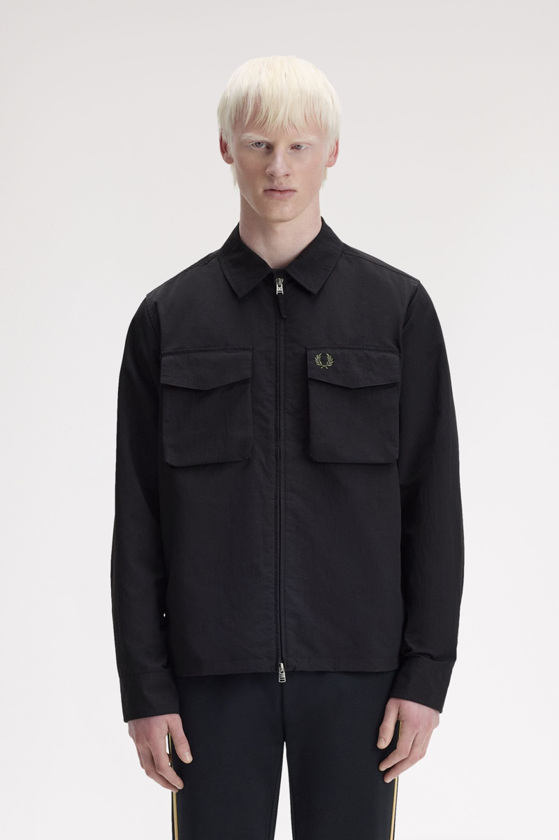Fred Perry Ripstop Pocket Overshirt Black-1