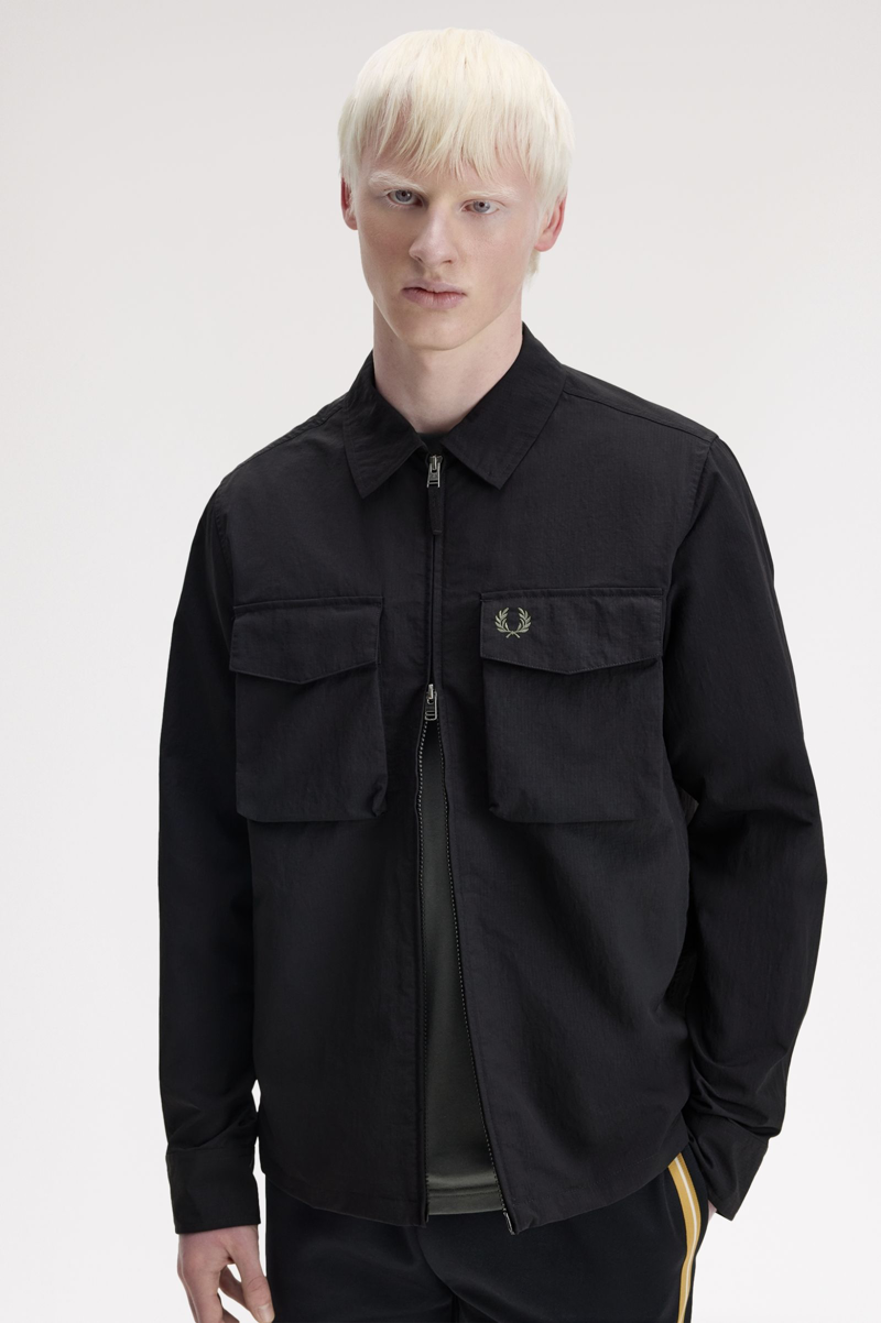 Fred Perry Ripstop Pocket Overshirt Black-3