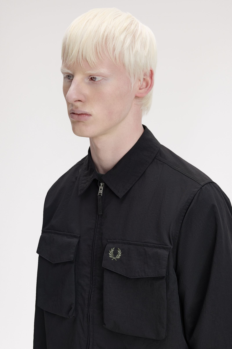 Fred Perry Ripstop Pocket Overshirt Black-4