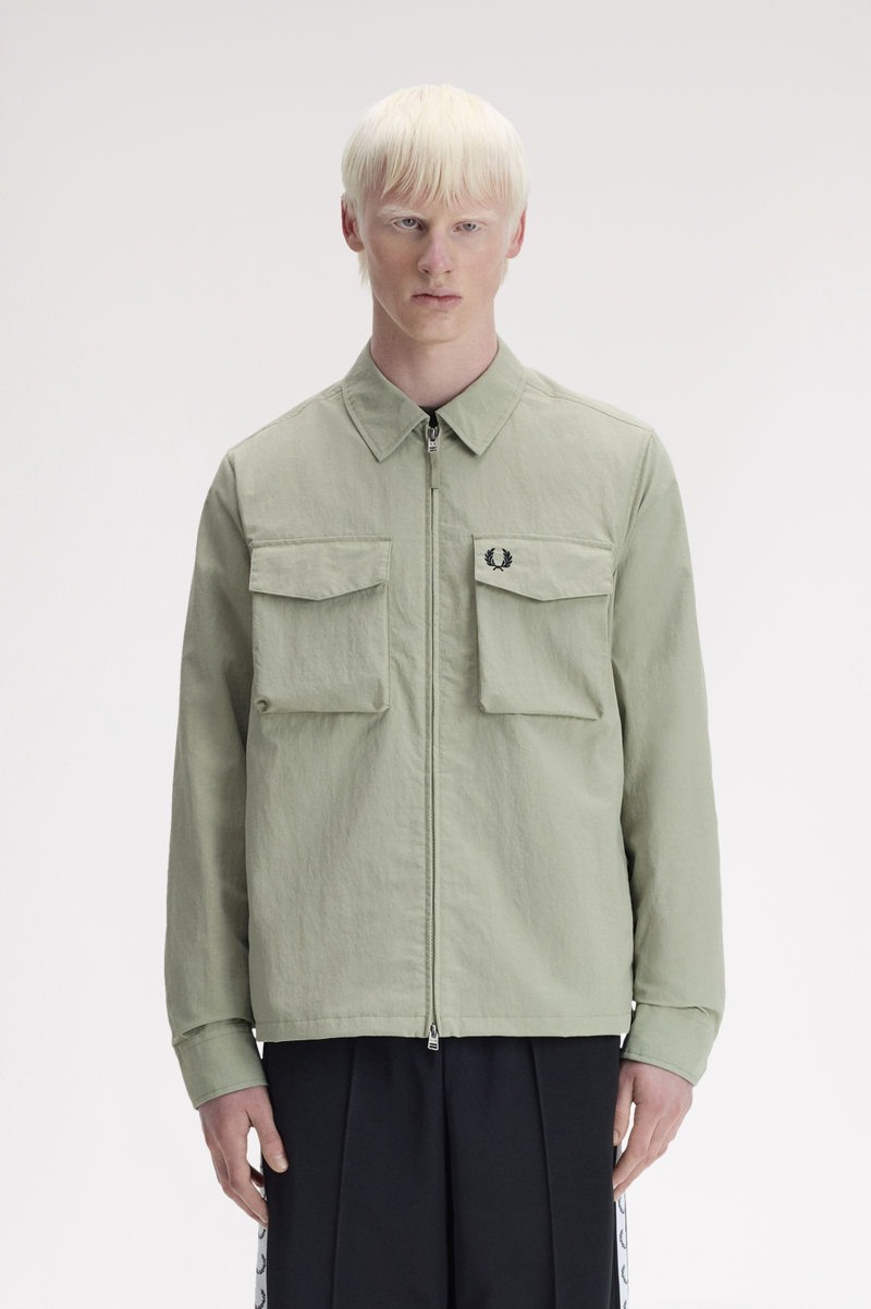 Fred Perry Ripstop Pocket Overshirt Seagrass-1