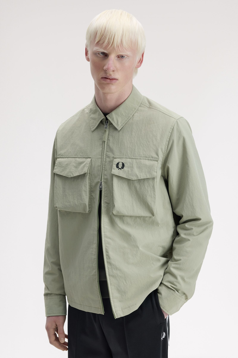 Fred Perry Ripstop Pocket Overshirt Seagrass-4