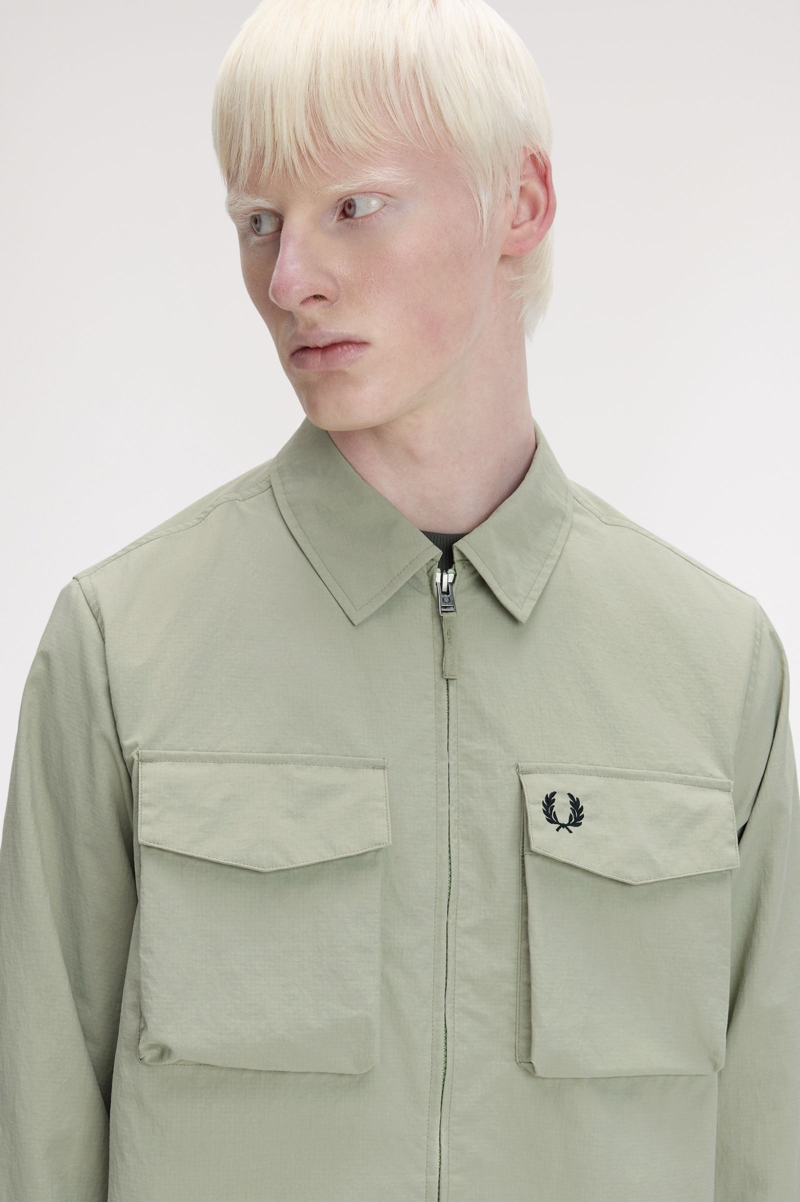Fred Perry Ripstop Pocket Overshirt Seagrass-5