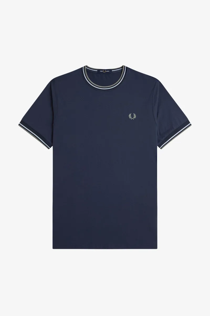 Fred Perry Twin Tipped T-shirt Dark Airforce / Ice / Bayleaf-5