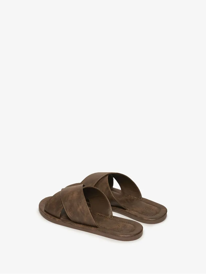 Superdry Cross Strap Slider Brown -3