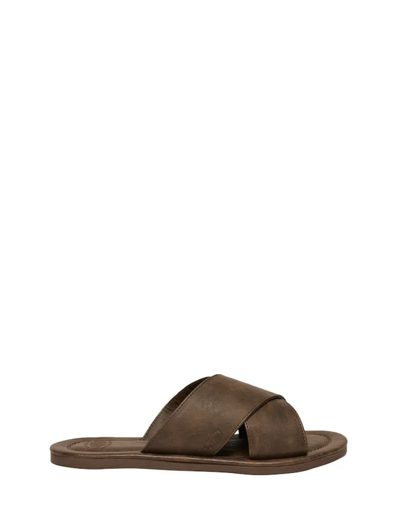 Superdry Cross Strap Slider Brown -1