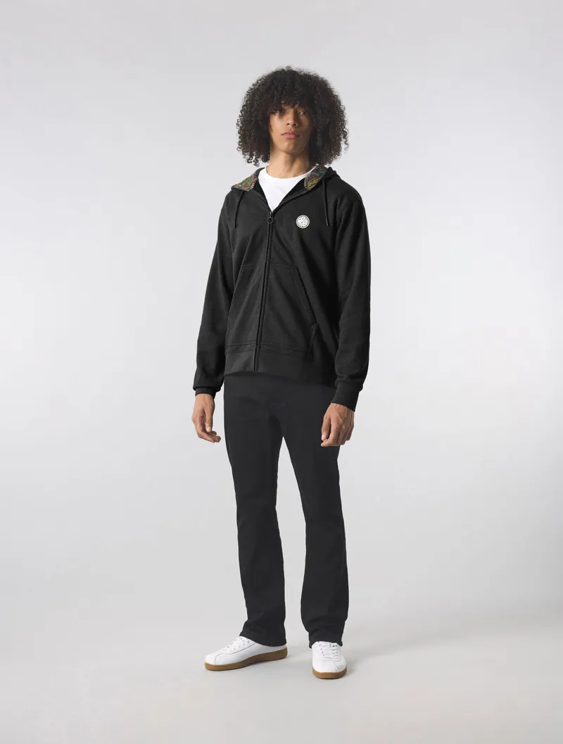Pretty Green Zip Through Lounge Hoody Black-1