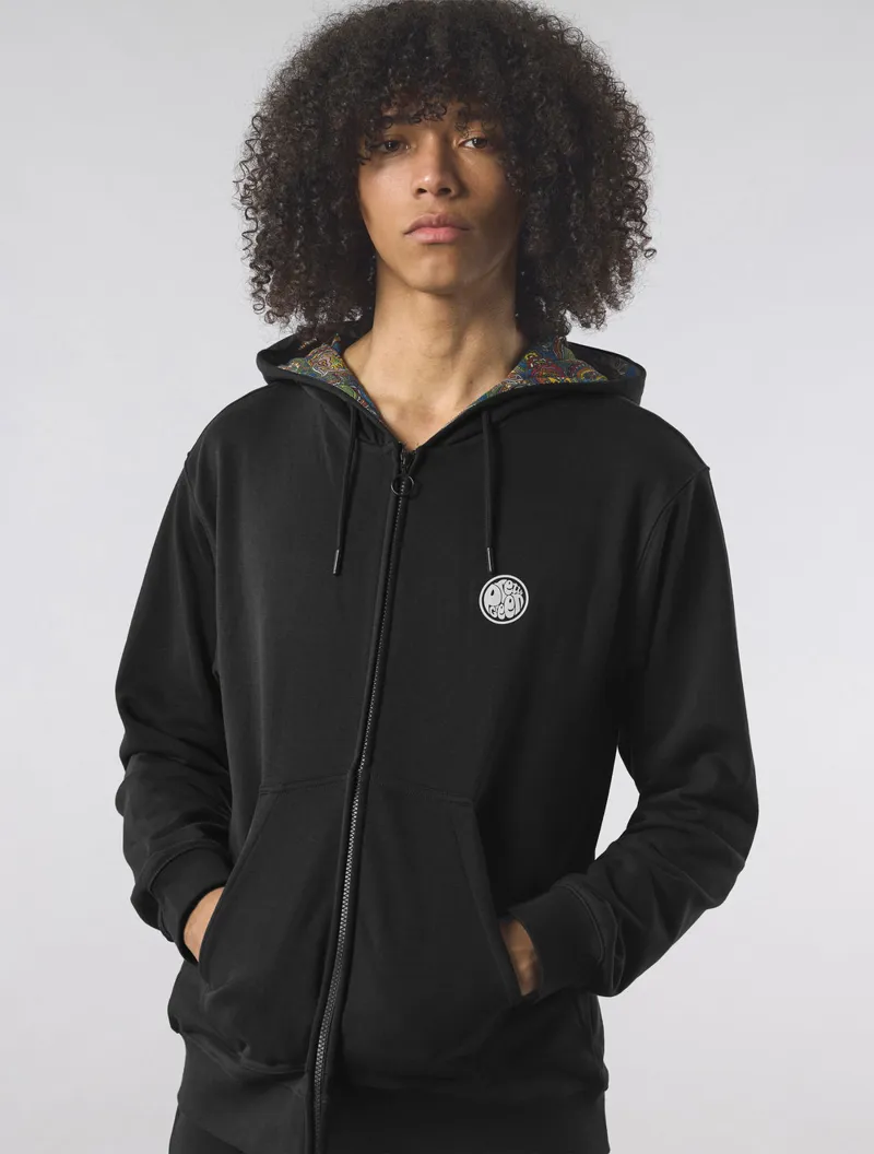 Pretty Green Zip Through Lounge Hoody Black-4