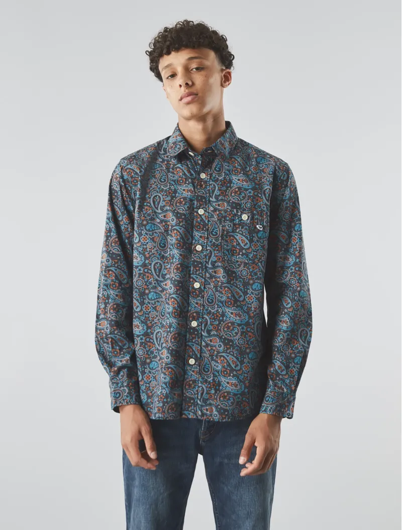 Pretty Green Wonderwall Paisley Shirt Dark Grey-1