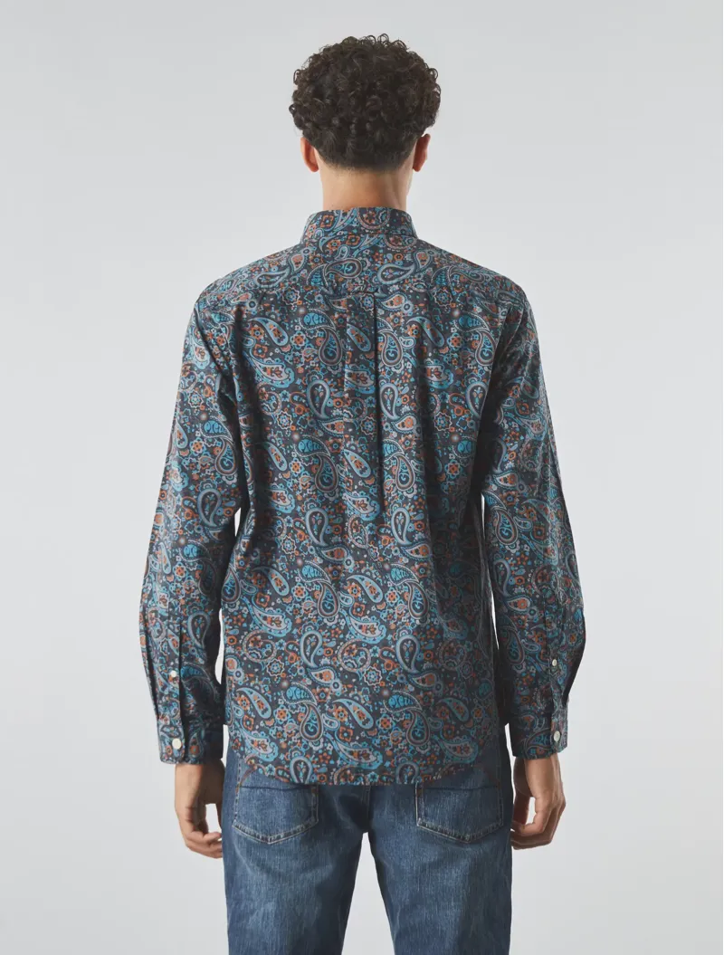 Pretty Green Wonderwall Paisley Shirt Dark Grey-3