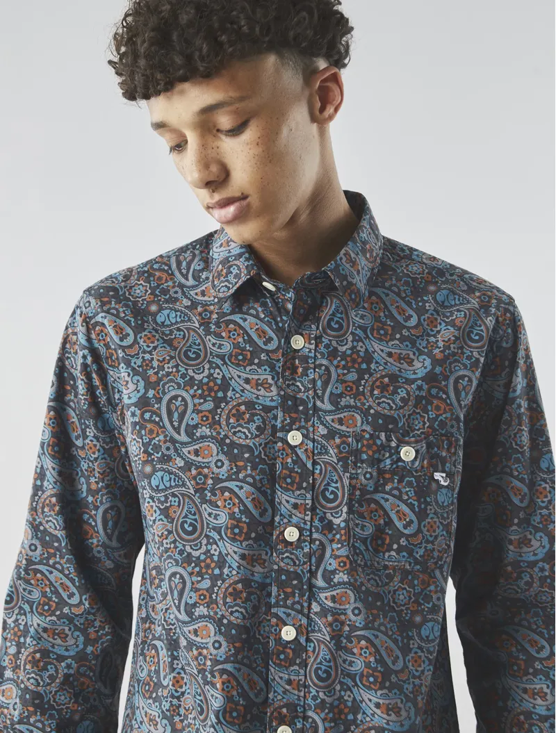 Pretty Green Wonderwall Paisley Shirt Dark Grey-2