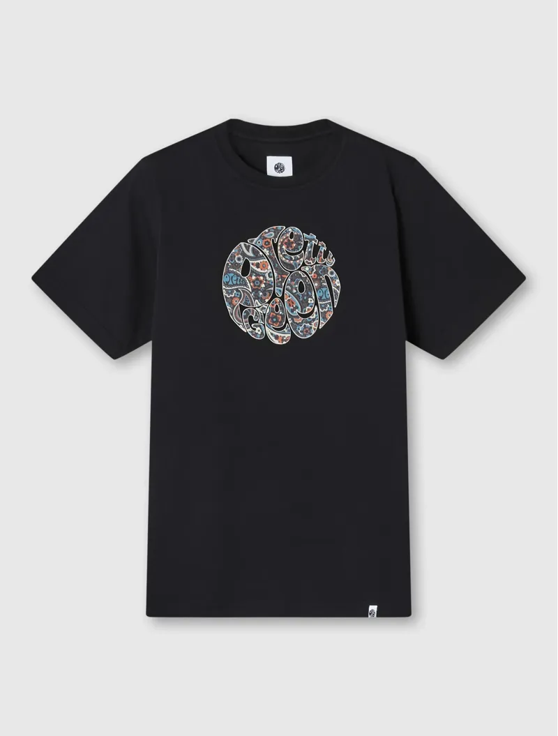 Pretty Green Wonderwall Paisley Logo T-shirt Black-3