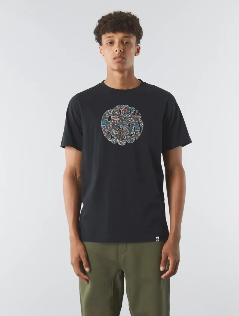 Pretty Green Wonderwall Paisley Logo T-shirt Black-1