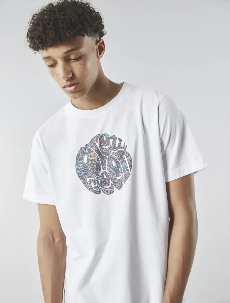 Pretty Green Wonderwall Paisley Logo T-shirt White-1