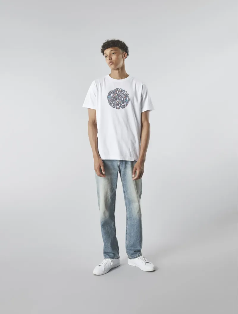 Pretty Green Wonderwall Paisley Logo T-shirt White-3