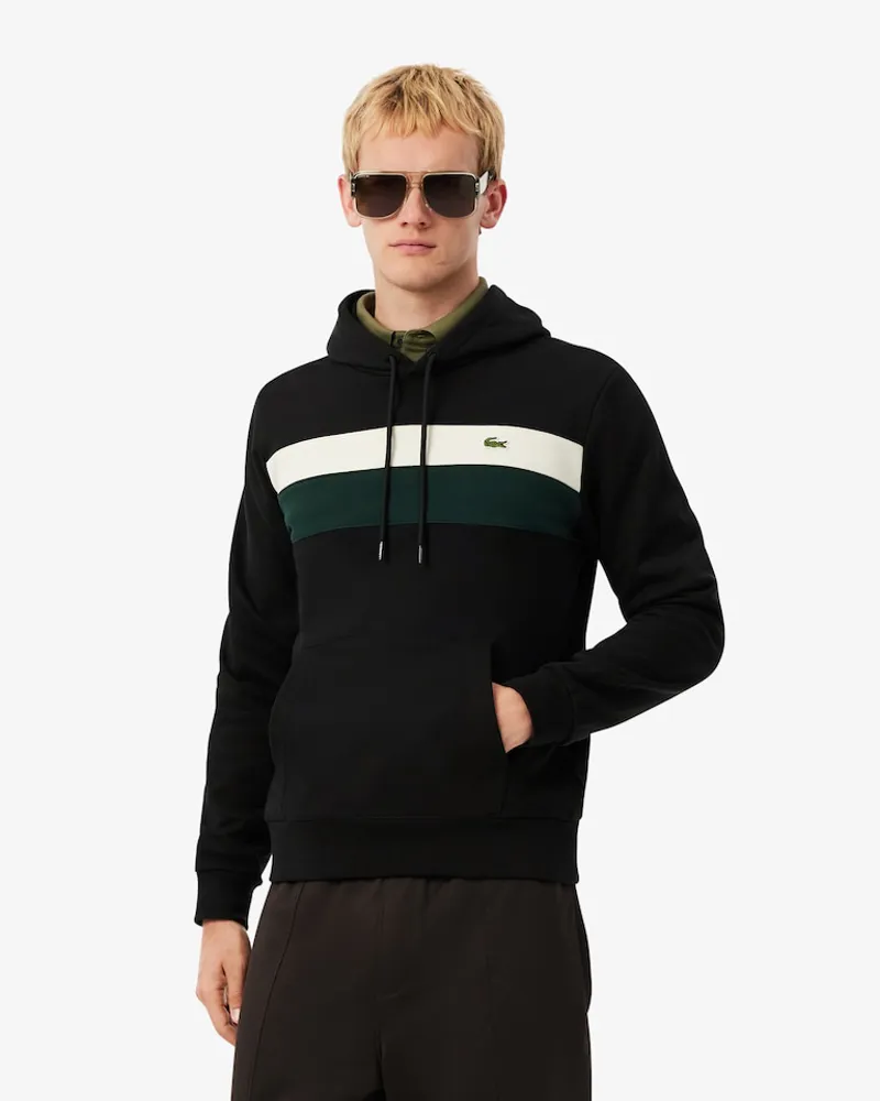 Lacoste Colour Block Fleece Hoodie Black-1