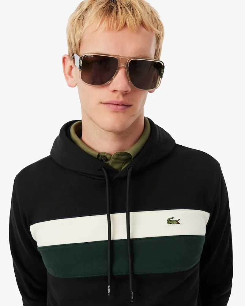 Lacoste Colour Block Fleece Hoodie Black-2