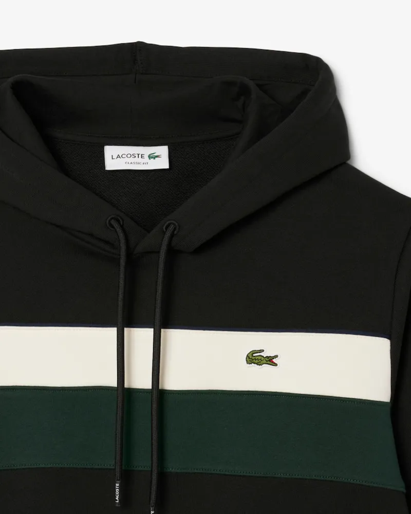 Lacoste Colour Block Fleece Hoodie Black-4