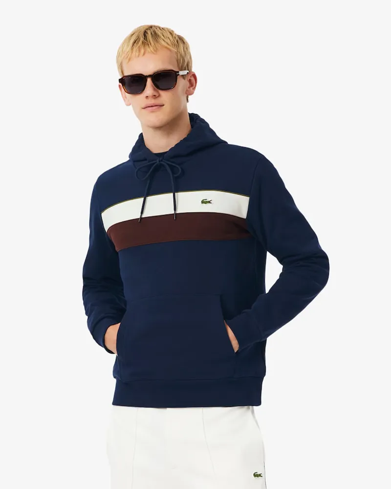 Lacoste Colour Block Fleece Hoodie Navy-1