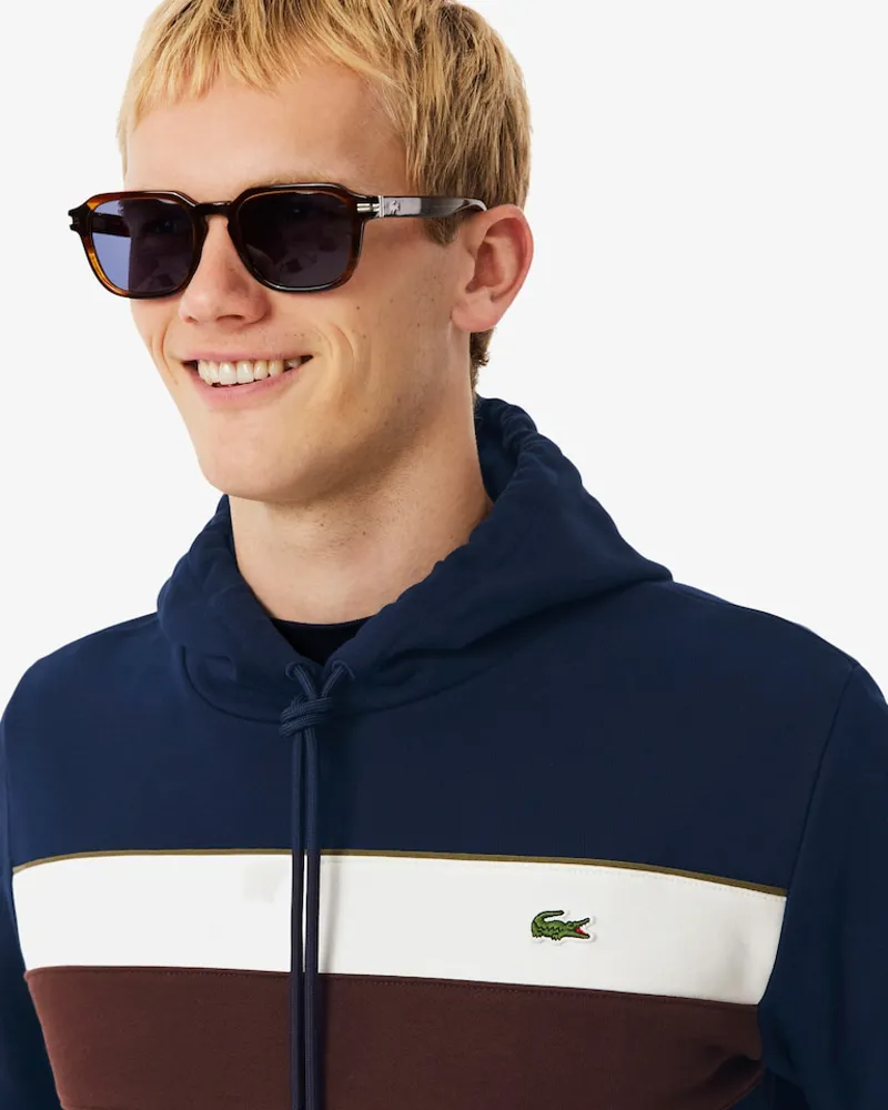 Lacoste Colour Block Fleece Hoodie Navy-2