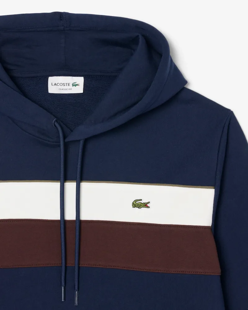 Lacoste Colour Block Fleece Hoodie Navy-4