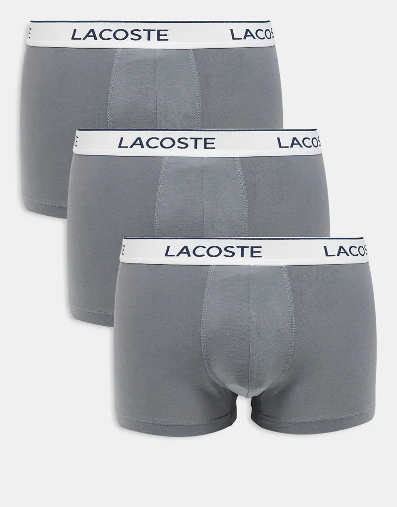 Lacoste Cotton Stretch Trunk 3 Pack Grey