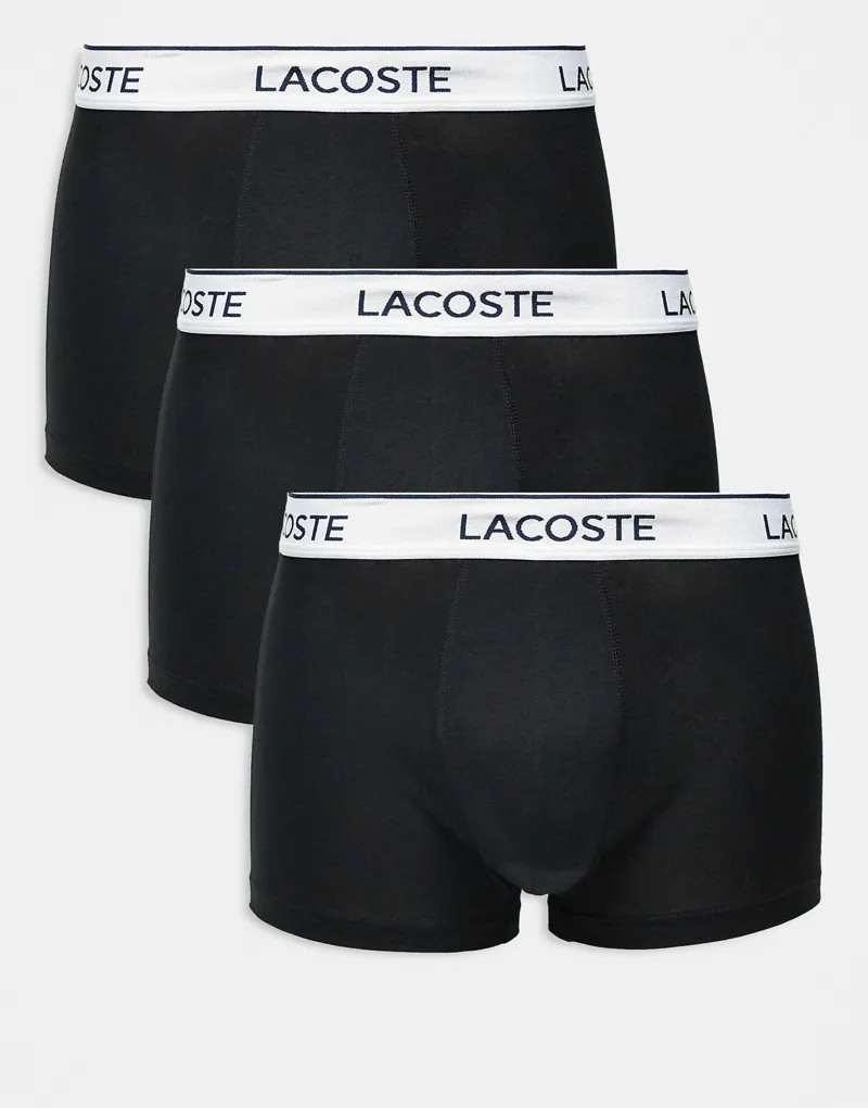 Lacoste Cotton Stretch Trunk 3 Pack Black