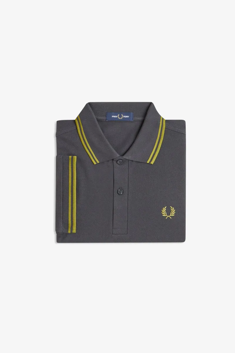 Fred Perry M3600-58A Polo T-shirt Anchor Grey / Tennis Ball Yellow-8