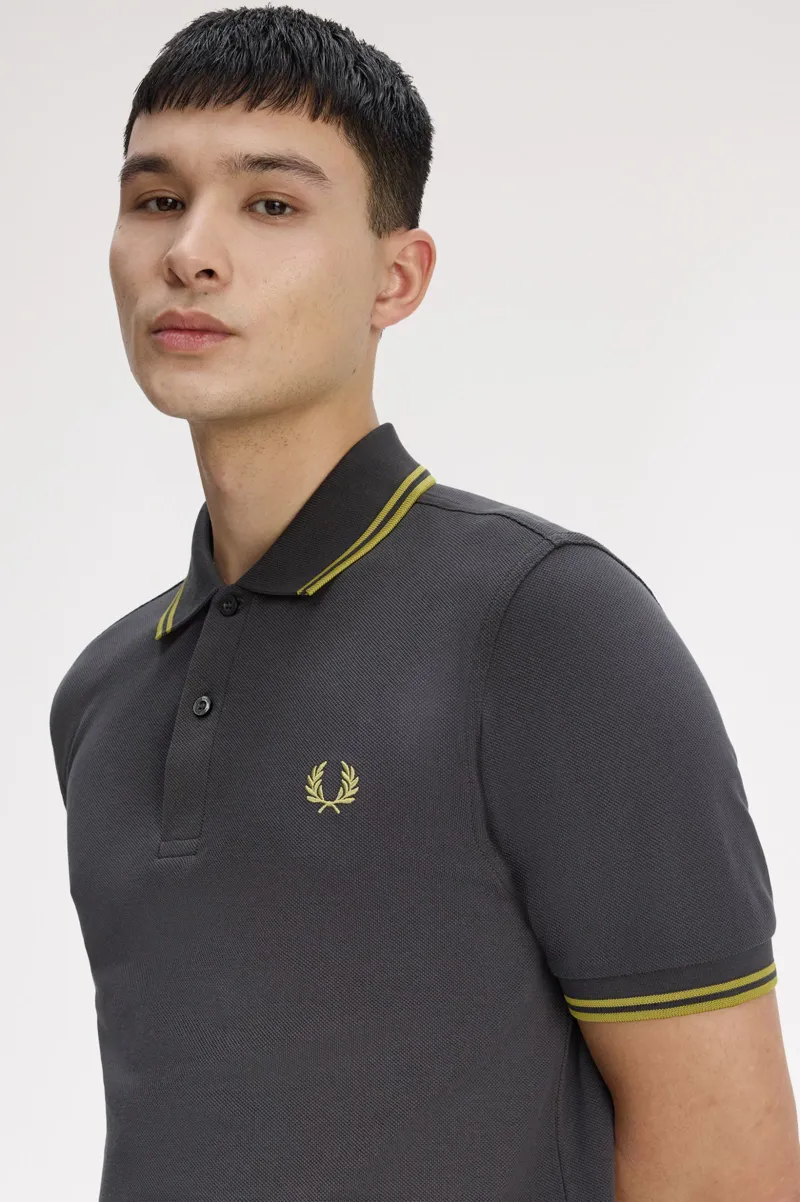 Fred Perry M3600-58A Polo T-shirt Anchor Grey / Tennis Ball Yellow-6
