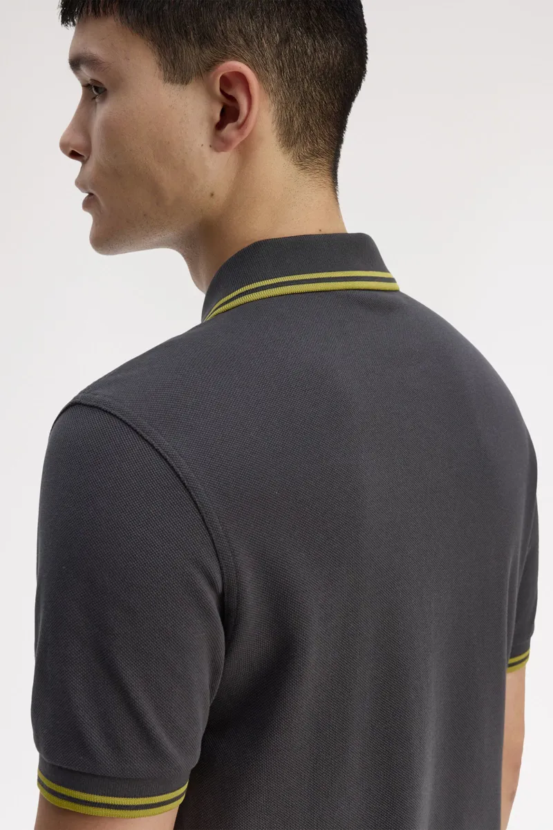 Fred Perry M3600-58A Polo T-shirt Anchor Grey / Tennis Ball Yellow-7