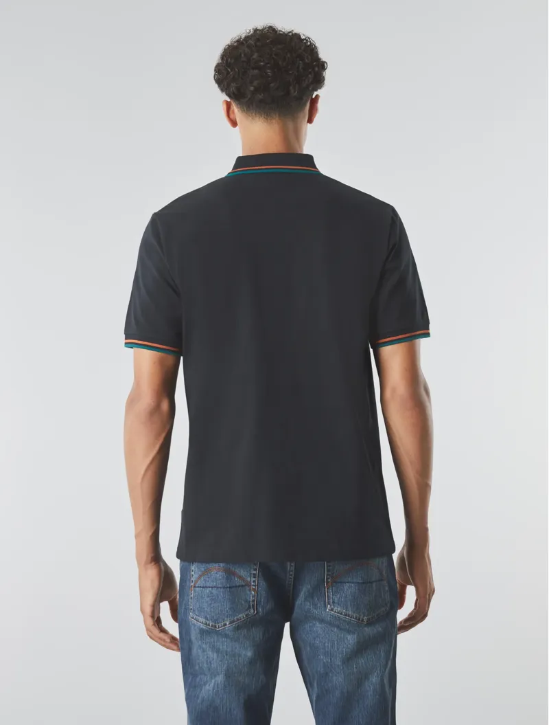 Pretty Green Wonderwall Paisley Placket Polo Black-3