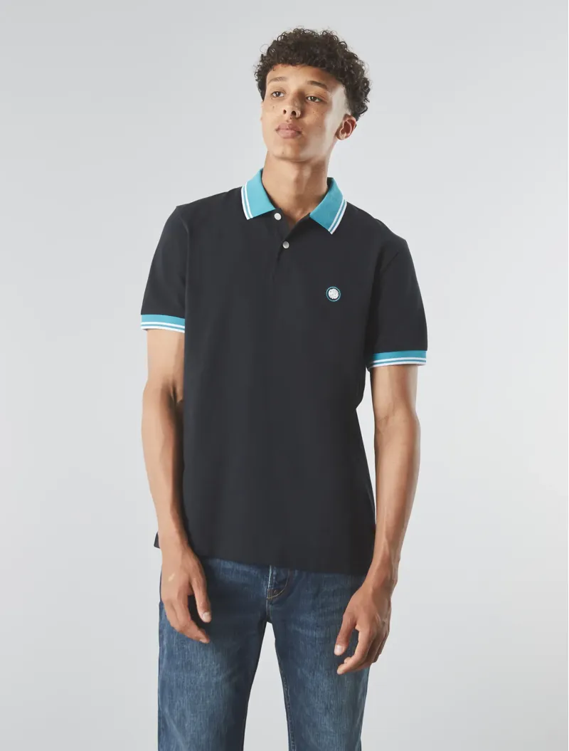 Pretty Green Tilby Contrast Collar Polo Black MEDIUM ONLY LAST ONE-2