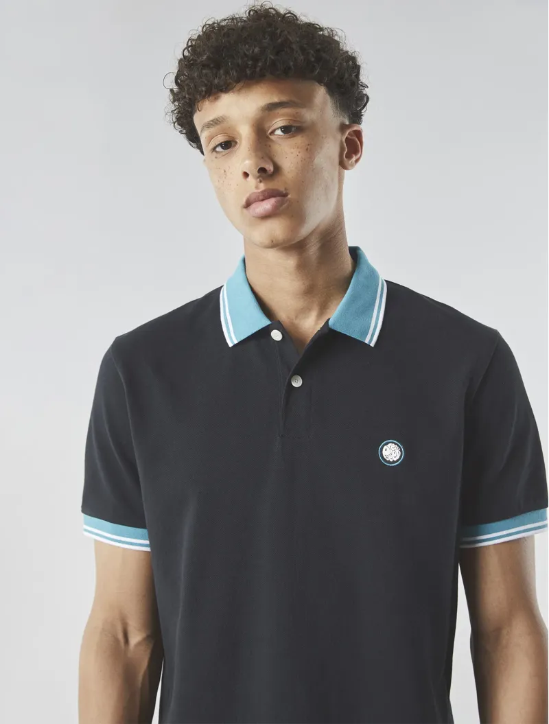 Pretty Green Tilby Contrast Collar Polo Black MEDIUM ONLY LAST ONE-4