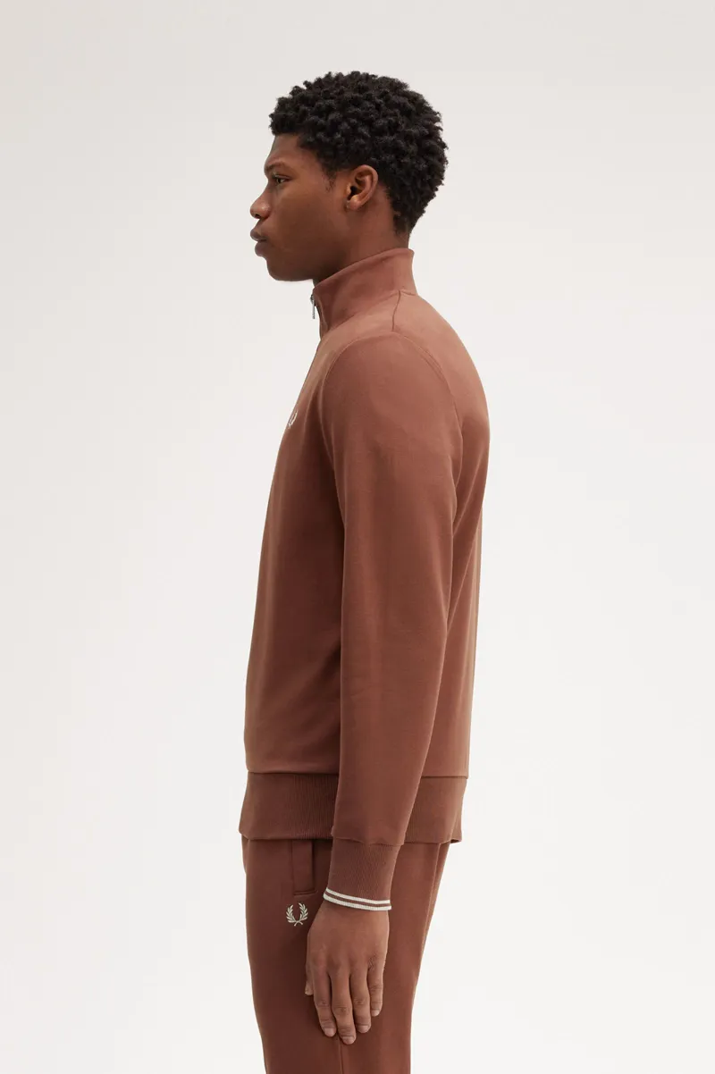 Fred Perry Half Zip Sweatshirt Whiskey Brown XXL ONLY-3