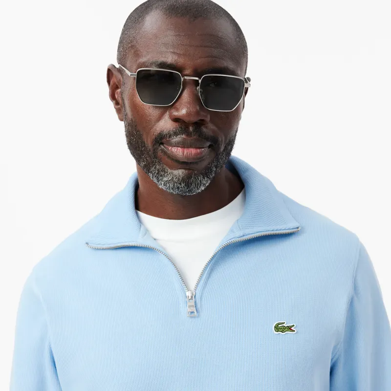 Lacoste Zip Neck Sweatshirt Pale Blue-2