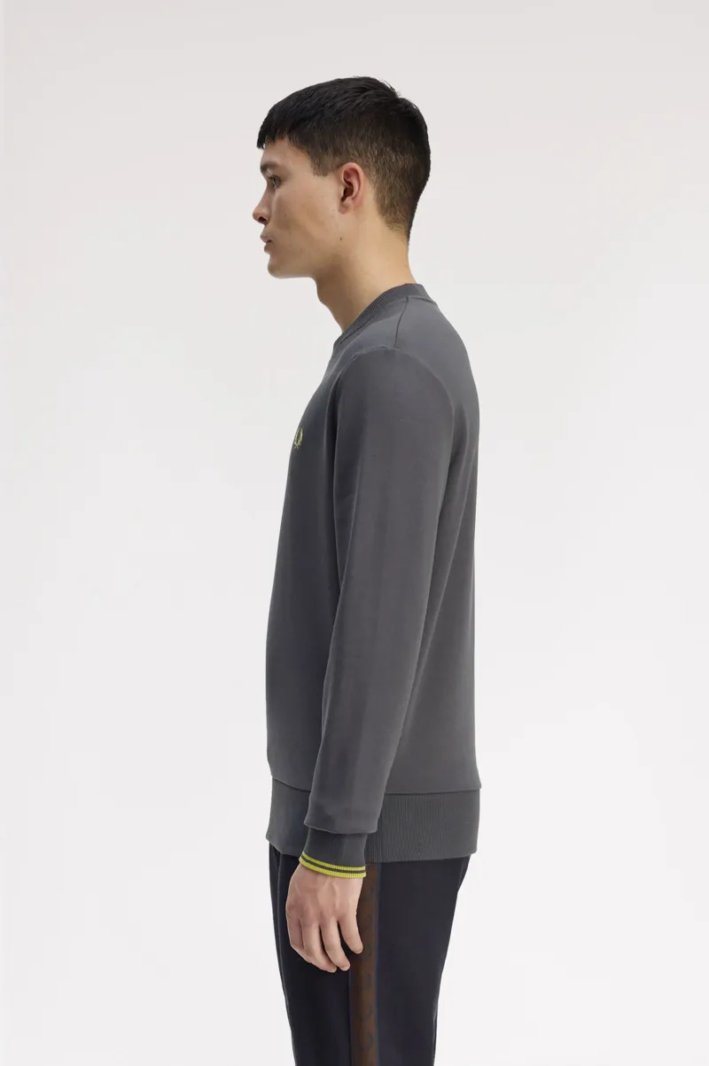 Fred Perry Crew Neck Sweatshirt Anchor Grey / Tennis Ball Yellow-2