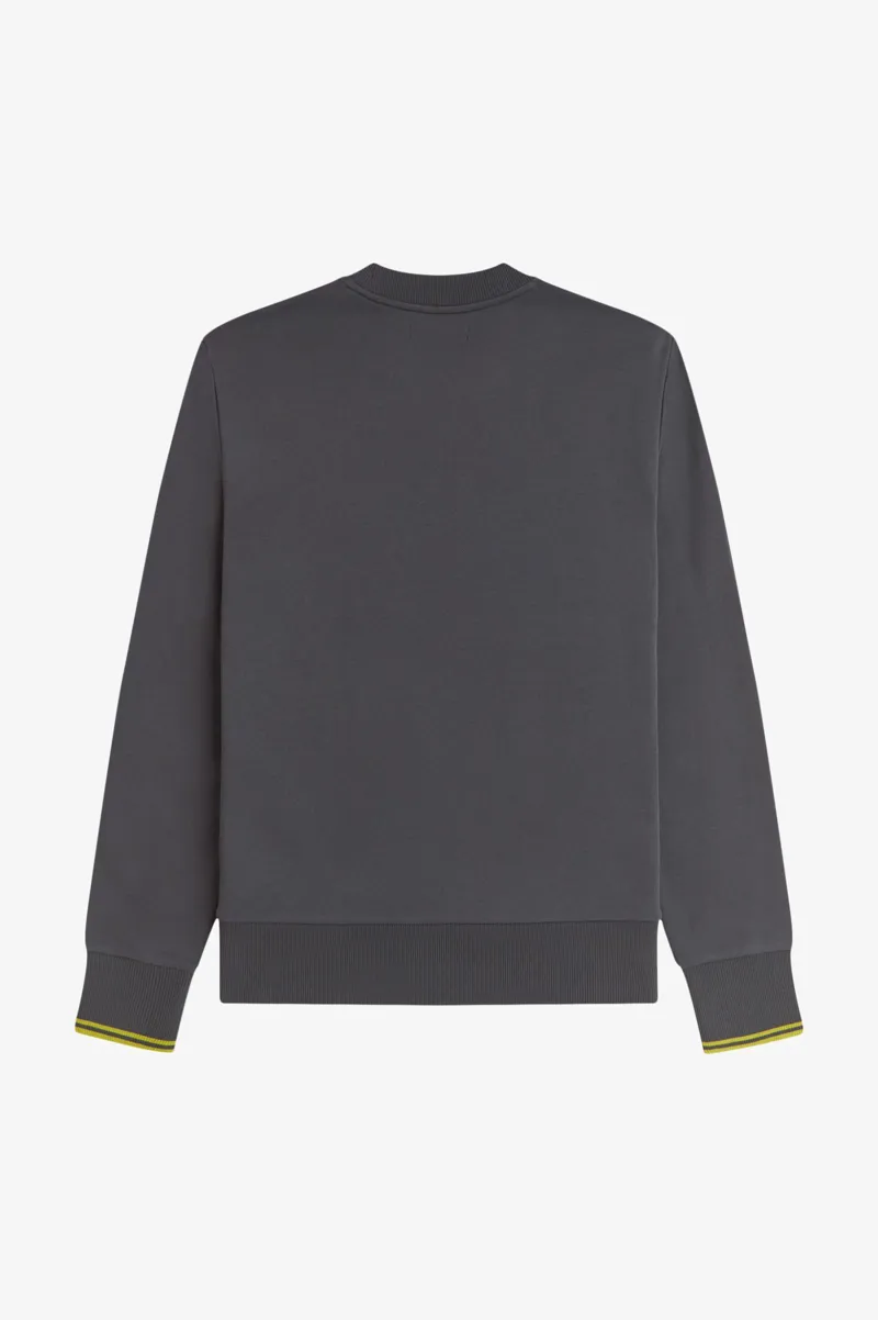 Fred Perry Crew Neck Sweatshirt Anchor Grey / Tennis Ball Yellow-6