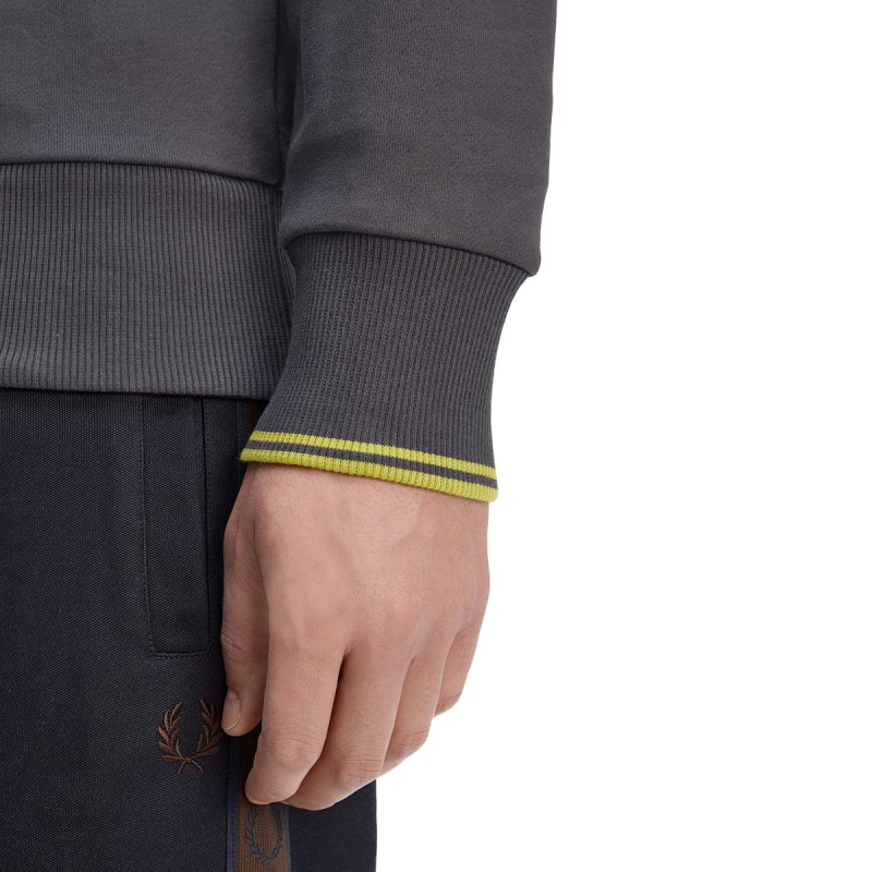 Fred Perry Half Zip Sweatshirt Anchor Grey / Tennis Ball Yellow-1