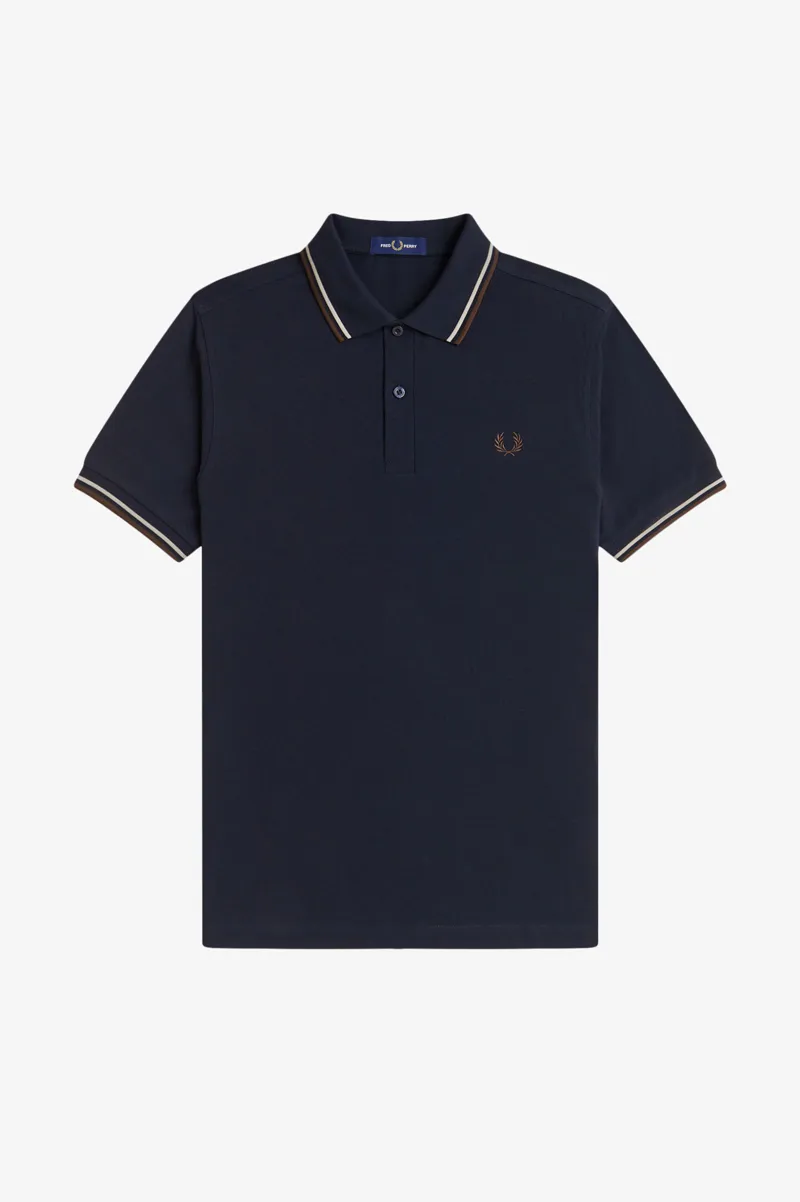 Fred Perry M3600-52A Polo T-shirt Navy / Warm Oat / Burnt Tobacco-1