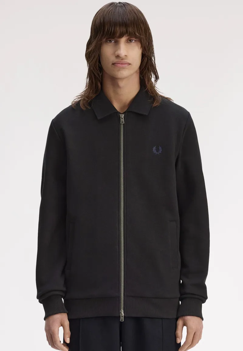 Fred Perry Zip Through Collared Sweatshirt Black SIZE XL ONLY-1