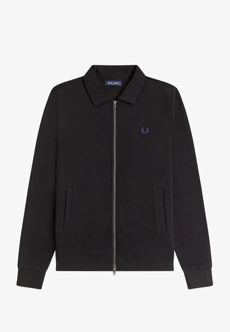 Fred Perry Zip Through Collared Sweatshirt Black SIZE XL ONLY-3